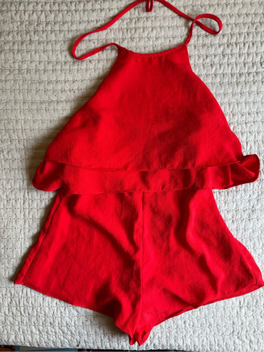 Hot Red Mini Romper Halter Top and Backless 🔥